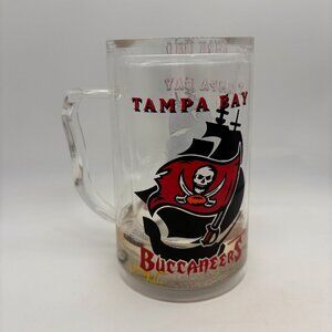 VTG Tampa Bay Buccaneers Pirate Ship Logo Clear Glitter Collectible Clear Mug